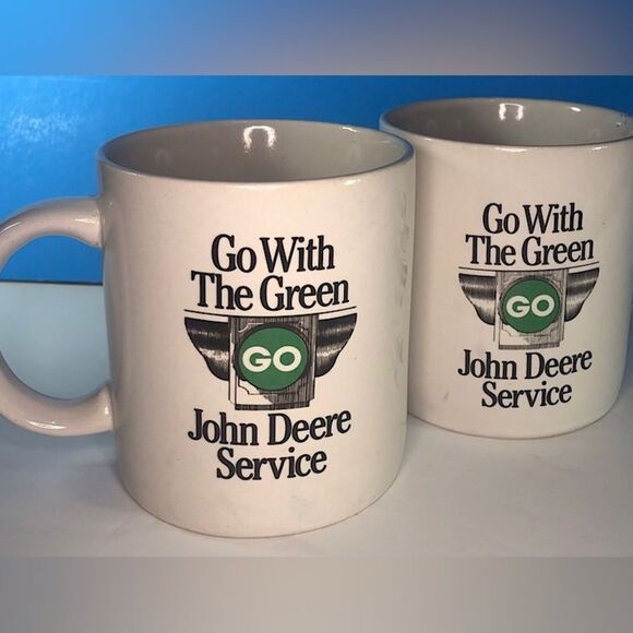 (2) Vintage look John Deere -Deer Logo Coffee Mugs - Picture 3 of 5